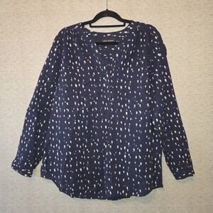 Lane Bryant Blue Floral‎ Blouse Swing Smocked Flowy Pullover Top Women's Size 18